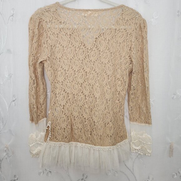 A'Reve Lace Button-up Cardigan/Blouse with Ruffled Accent - Picture 11 of 11